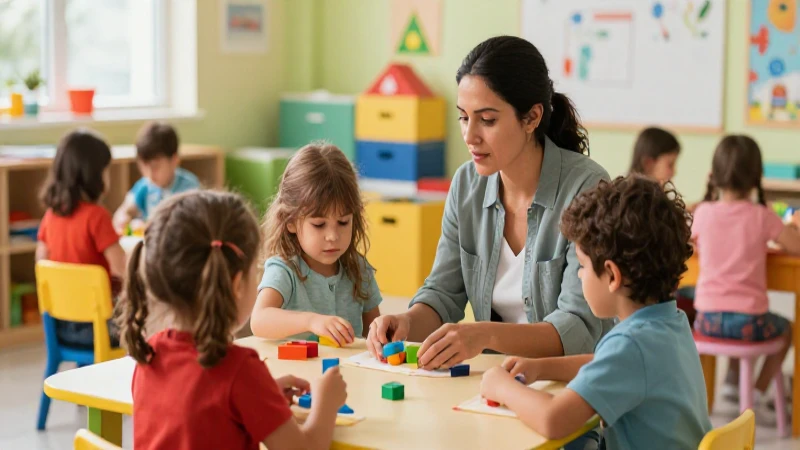 Educadoras de infantil cuidan a niños