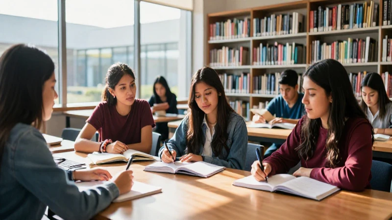 Estudiantes universitarios mexicanos en biblioteca moderna