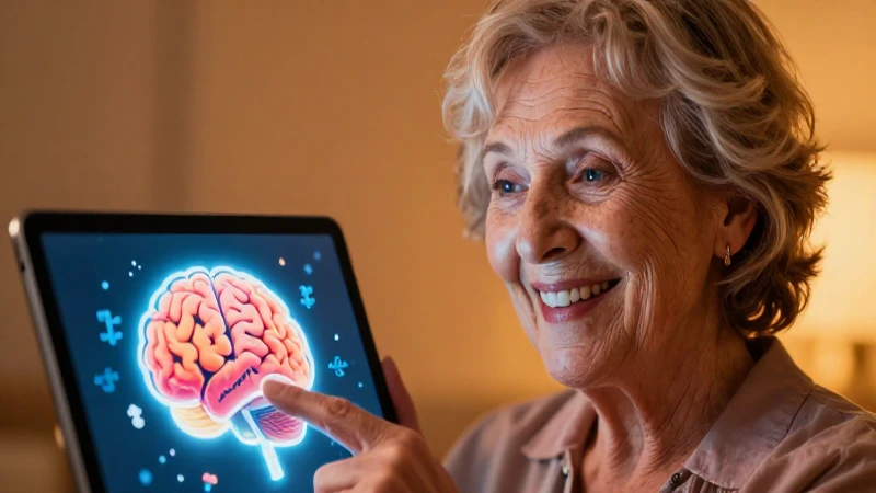 Mujer mayor sonriente con tableta de juego