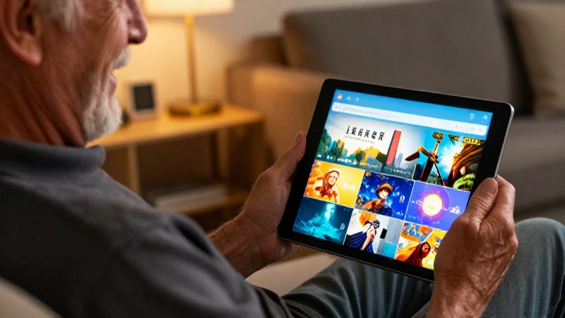 Diseño web: anciano feliz con tablet