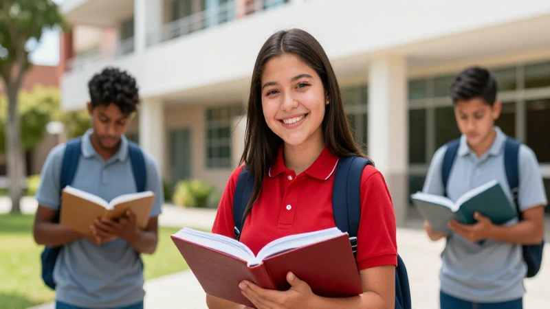 Joven mexicano sonríe en moderno campus