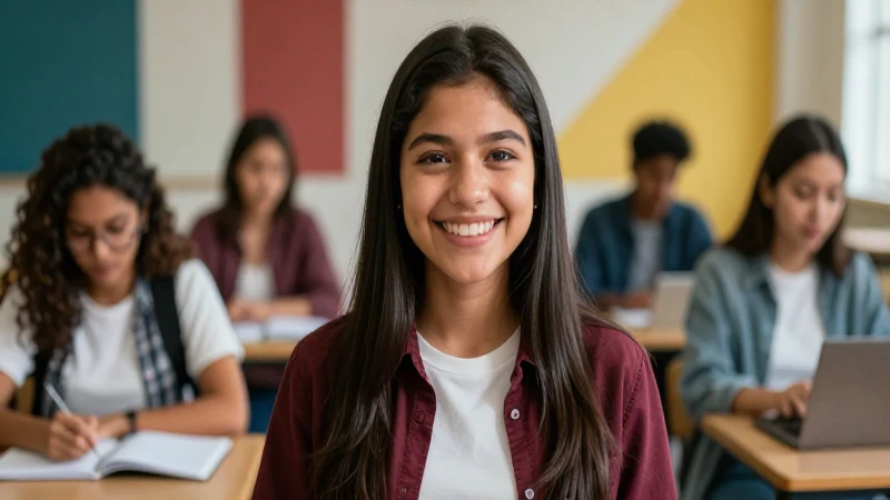 Retrato dinámico de estudiante mexicano sonriente