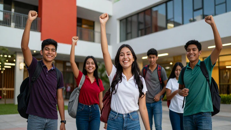 Estudiantes mexicanos celebran éxito en un campus vibrante