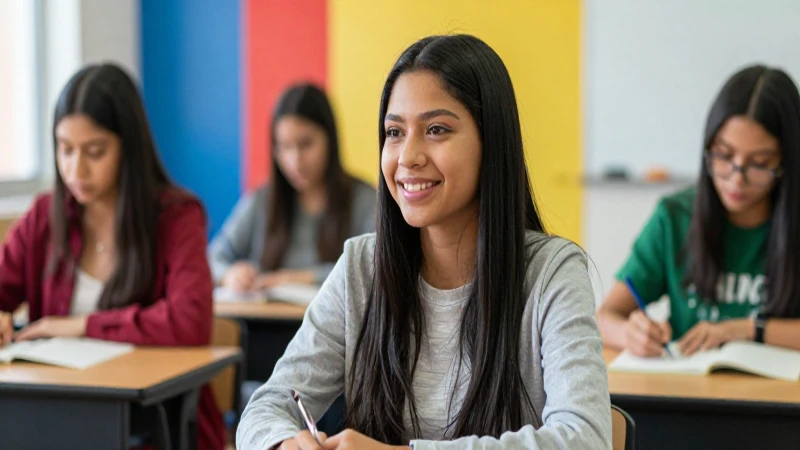 Estudiante mexicano enfocado en aula moderna