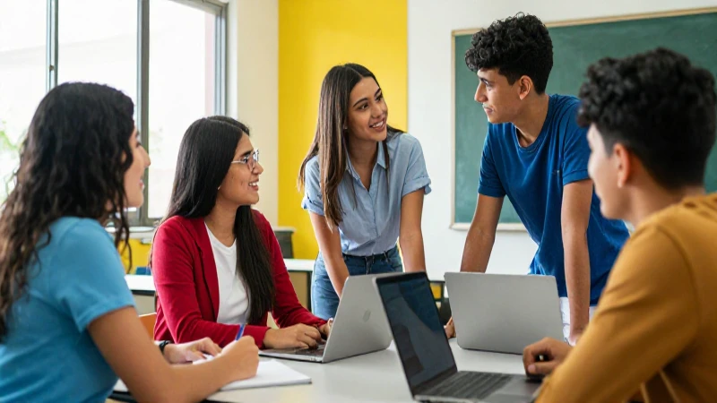 Estudiantes mexicanos en un aula vibrante y moderna
