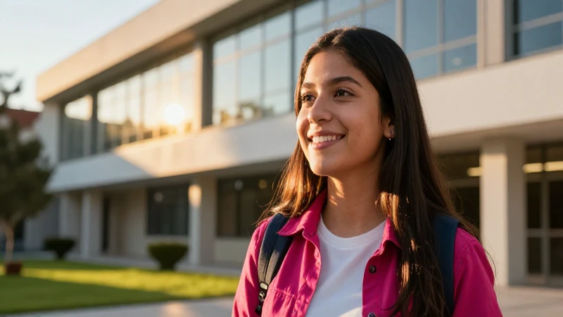 Joven mexicana esperanzada bajo luz dorada