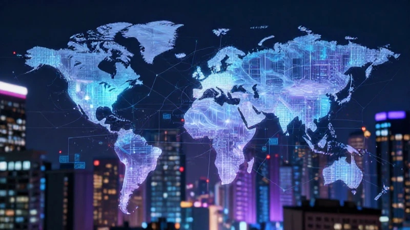 Futuro tecnológico vibrante en la red global