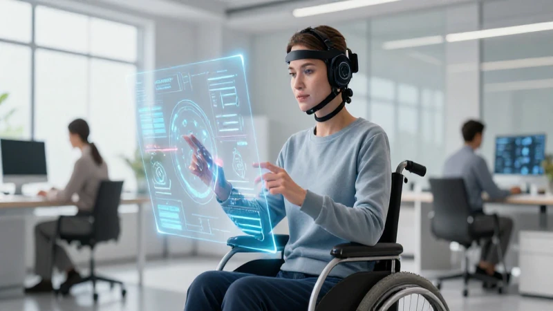 Persona con discapacidad usando tecnología avanzada