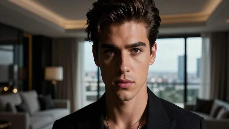 Retrato masculino intenso en lujo cinematográfico