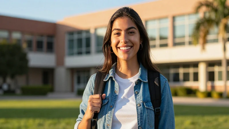 Estudiante mexicana exitosa con logro académico en campus