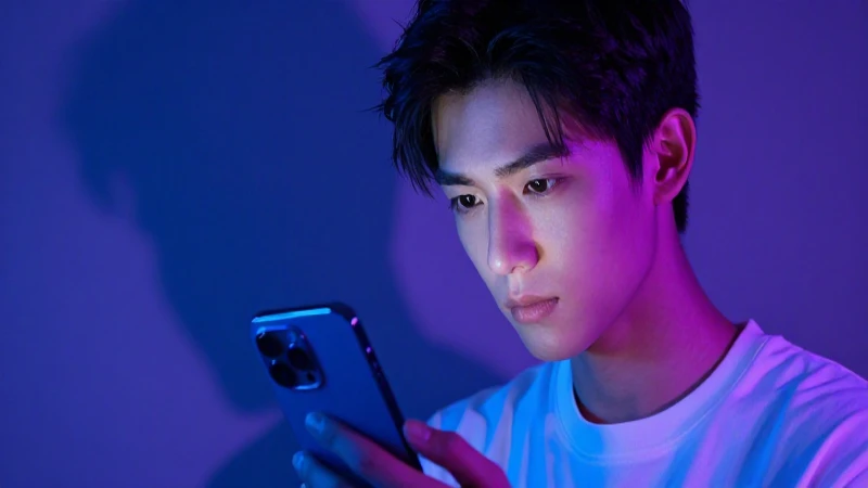Retrato hiperrealista de joven con luces de neón