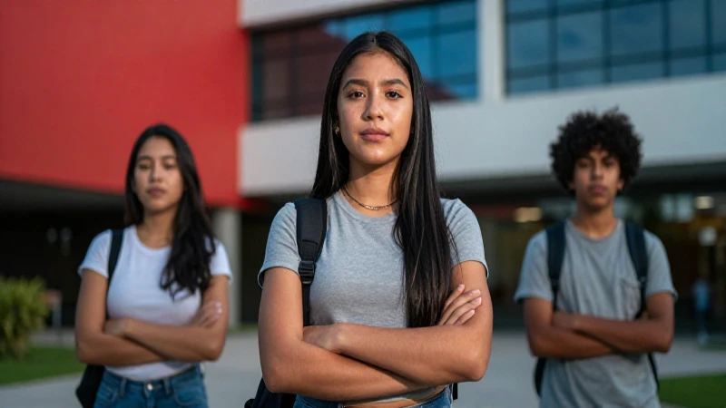Estudiante mexicano en campus moderno y vibrante