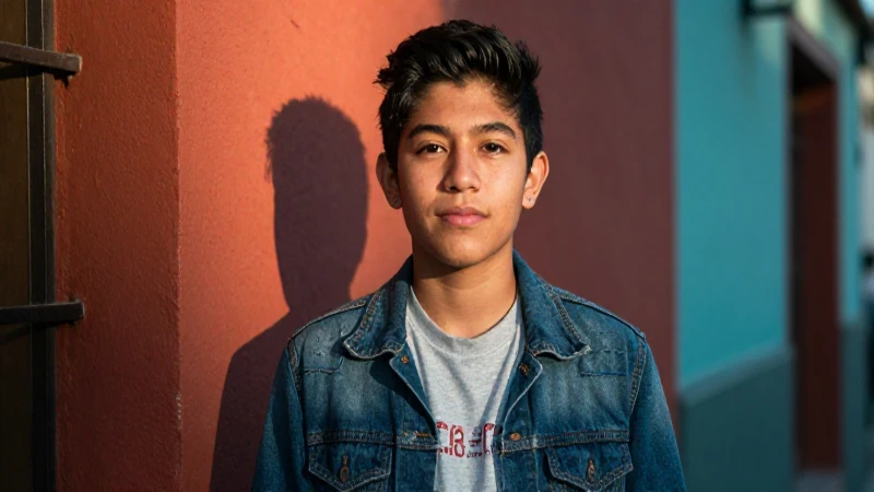 Retrato dramático de adolescente mexicano urbano