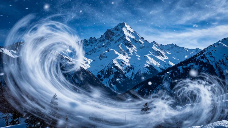 Paisaje invernal dramático con montañas nevadas