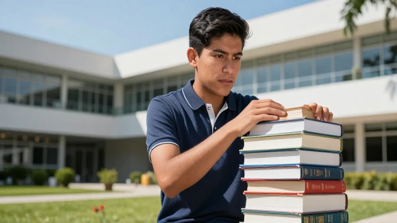 Estudiante mexicano decidido en campus universitario