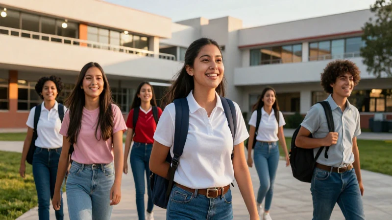 Estudiantes mexicanos felices en luz dorada
