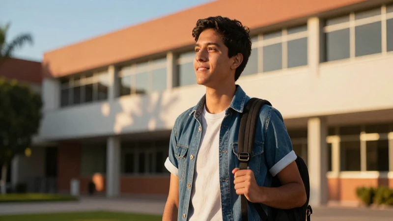 Estudiante mexicano inspirador en luz cinematográfica