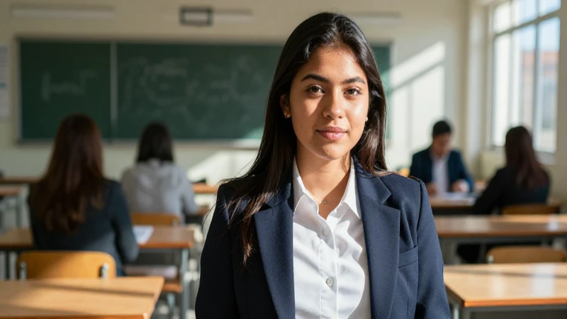 Retrato dinámico de estudiante mexicano brillante y moderno
