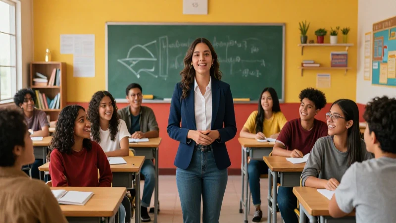 Promotor educativo enseña a jóvenes entusiastas