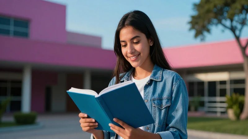 Joven estudiante mexicana sonríendo en el campus universitario