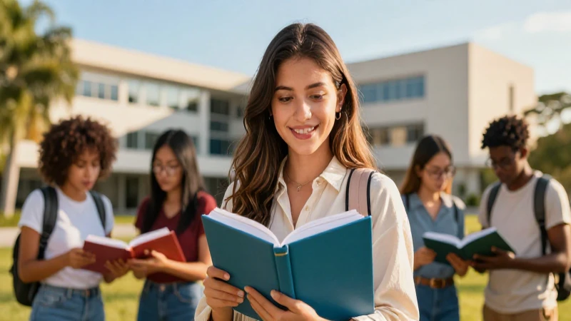 Estudiantes de Pedagogía en un campus moderno