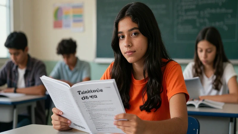 Estudiante aprende pasado de see en aula