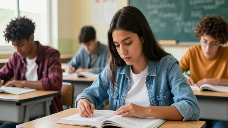 Estudiante mexicano enfocado en aula