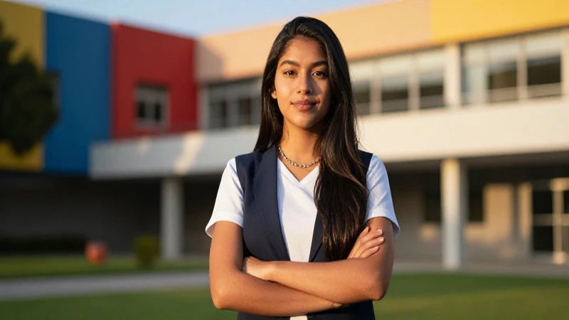 Retrato profesional de estudiante mexicano exitoso en campus