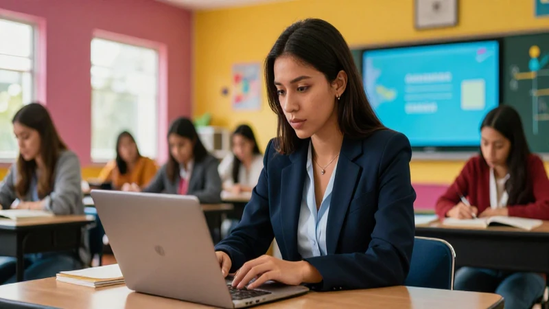 Apoyo educativo mexicano en aula moderna