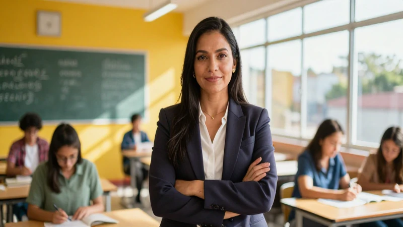 Profesora mexicana exitosa en aula moderna