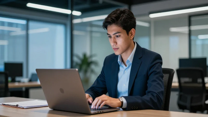 Cómo funciona el sistema de becarios en las empresas 11 Intern profesional mexicano en oficina moderna