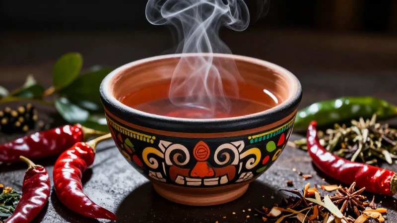 Té azteca vibrante en macro de alta calidad