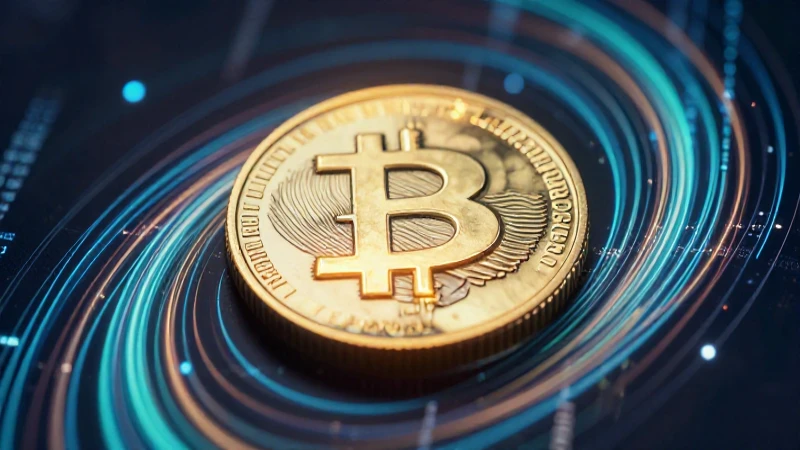Moneda brillante con flujo de datos digital