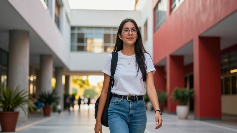 Estudiante mexicano moderno bajo luz dorada