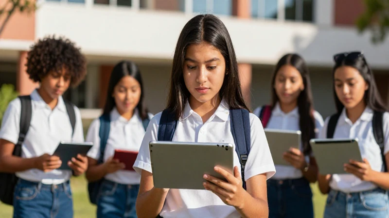 Estudiante mexicano moderno enfocado en tablet