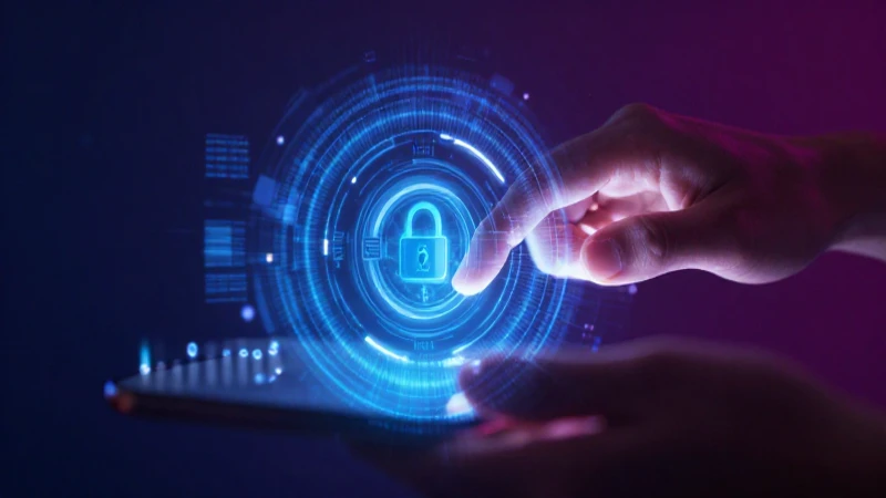 Manos interactúan con interfaz digital de seguridad