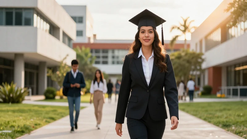 Joven mexicano graduado en universidad moderna