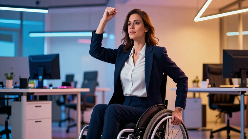 Mujer profesional con discapacidad en oficina moderna