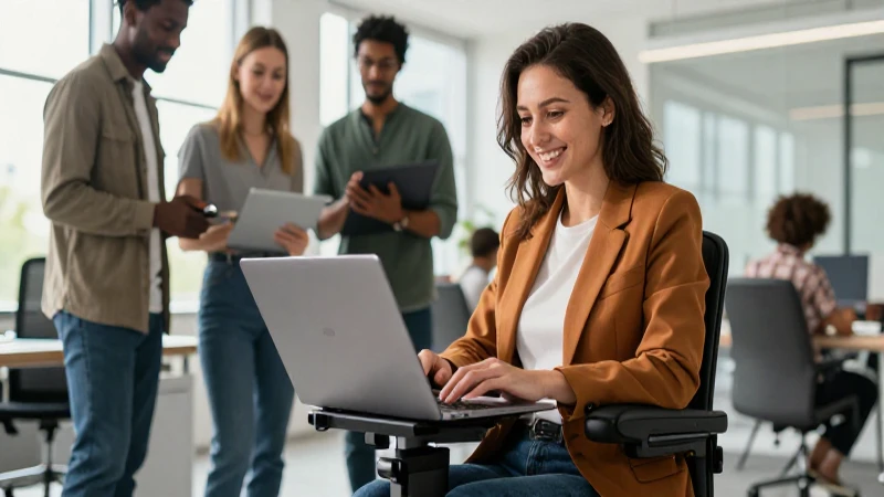 Foto vibrante de trabajo inclusivo moderno