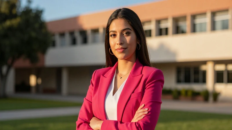 Estudiante mexicano seguro en campus profesional
