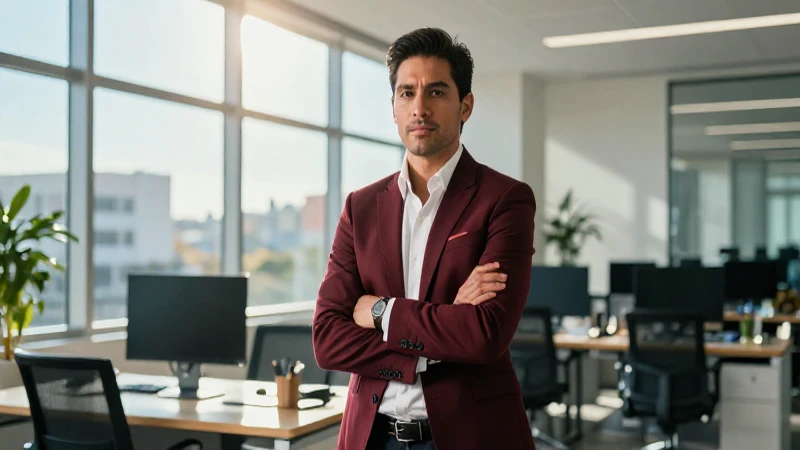 Profesional mexicano confiado en oficina moderna