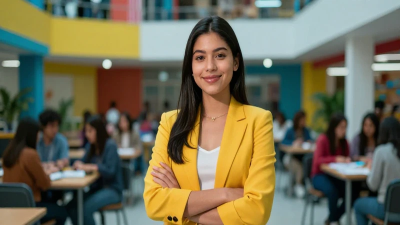 Joven mexicana profesional enseña con estilo dinámico