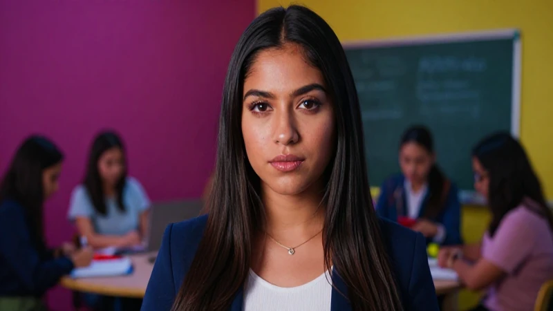 Joven mexicana académica con mirada intensa
