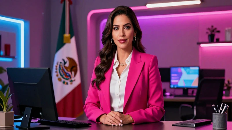 Líder mexicana empoderada en oficina moderna