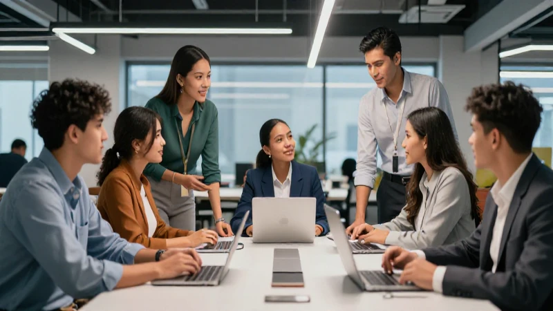 Jóvenes profesionales mexicanos colaboran en un entorno tecnológico