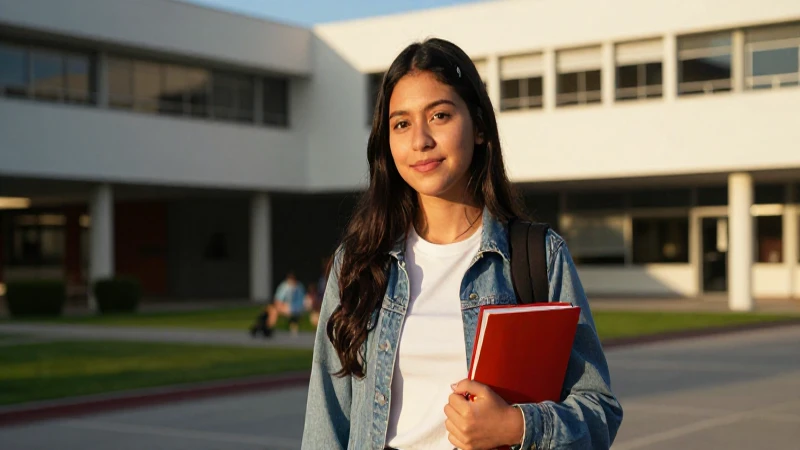Estudiante mexicano moderno triunfa con luz dorada