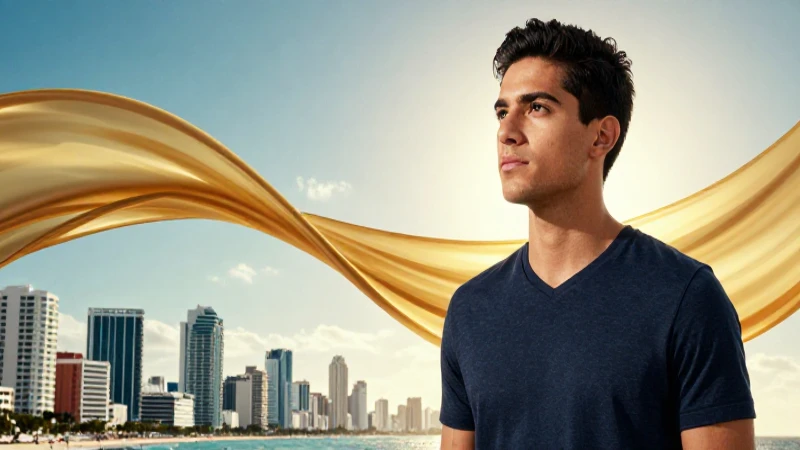 Joven mexicano mira hacia un futuro dorado y brillante