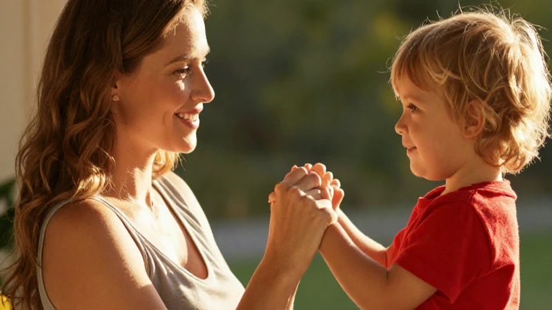 Madre y niño felices en luz dorada cinematográfica