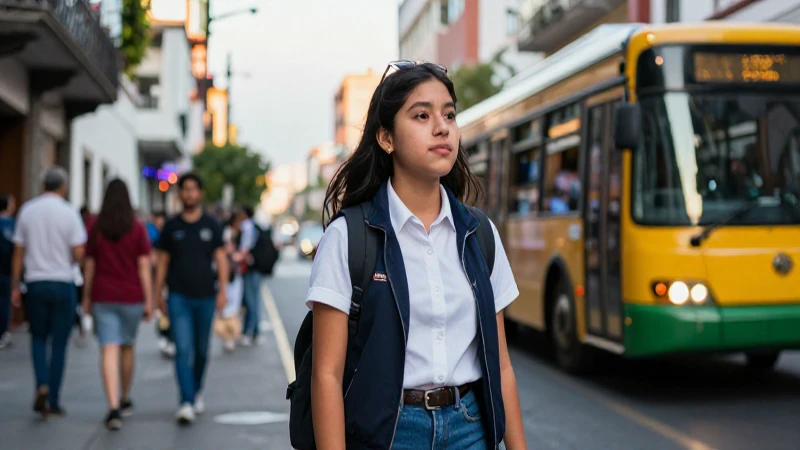 Estudiante mexicano en Puebla, escena dinámica