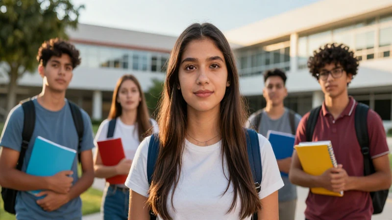 Estudiante mexicano decidido, luz dorada campus